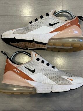 Nike Air Max 270 Women’s Size 8.5 White Burnt Sunrise Sneakers Shoes - NO LACES